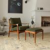 Atkin and Thyme Levi Armchair in Olive Green Boucle with Footstool