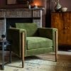 Atkin and Thyme Lexington Armchair In Deep Green Velvet - Natural

