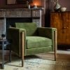 Atkin and Thyme Lexington Armchair In Deep Green Velvet - Natural

