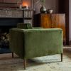 Atkin and Thyme Lexington Armchair In Deep Green Velvet - Natural
