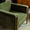 Atkin and Thyme Lexington Armchair In Deep Green Velvet - Natural