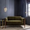 Atkin and Thyme Lexington Loveseat In Deep Green Velvet - Natural