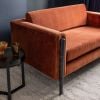 Atkin and Thyme Lexington Loveseat in Rust Velvet - Black