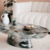 Atkin and Thyme Lucy Coffee Table in Green Marble Oval Shape