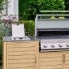 Atkin and Thyme Paola Grillstream Hybrid Gas/Charcoal BBQ - 6 Burner Outdoor Kitchen with Bar Close Up of Side Burner