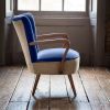 Calvin Armchair in Blue Velvet and Linen