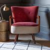 Calvin Armchair in Terracotta Velvet and Linen