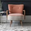 Calvin Armchair in Champagne Pink Velvet and Linen