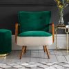 Calvin Armchair in Emerald Green Velvet and Linen
