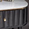 Flute Marble Bedside Drawer - Black