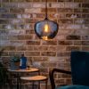 Orla Pendant Light Smoked Mirror and Matt Black