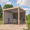 Atkin and Thyme Savannah Pergola 3m x 3m - Example with 3M Fixed Slatted Wall and 3M Texteline Side Wall