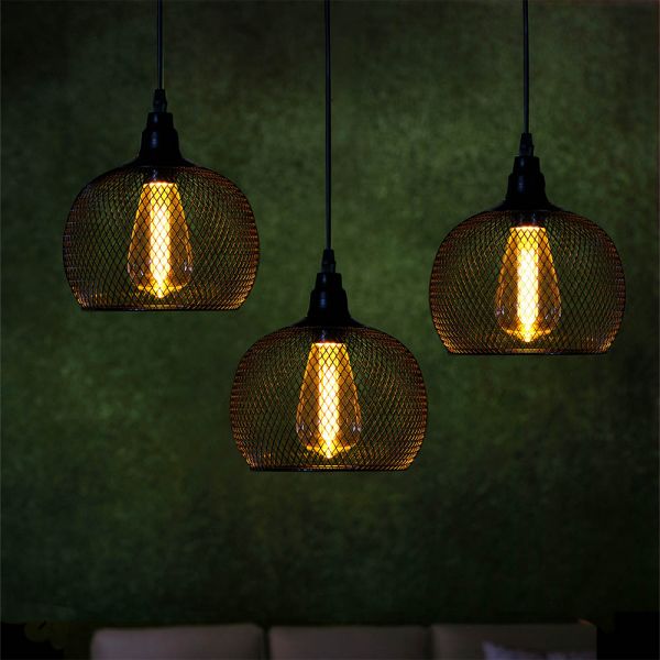 Atkin and Thyme Outdoor Black Metal Chloe Pendant Light - Set of 3