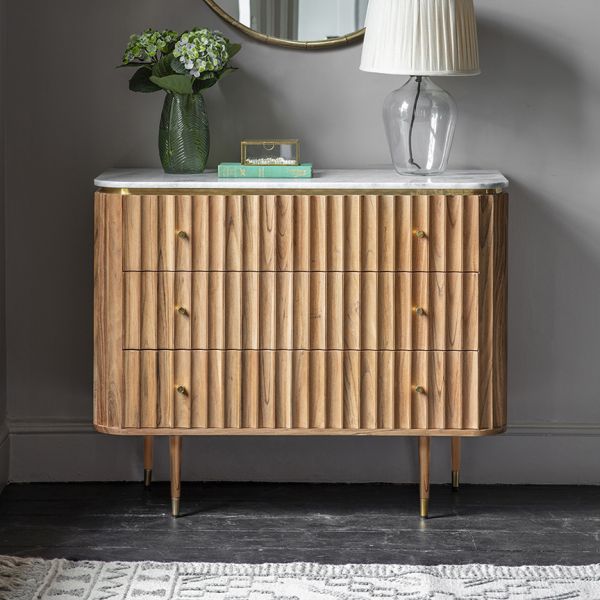 Flute Marble Chest of Drawers