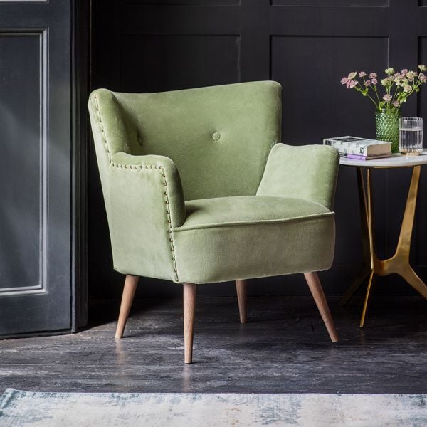 Mitzi Armchair in Olive Velvet