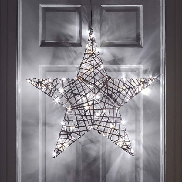 Grey Wicker LED 70cm Star