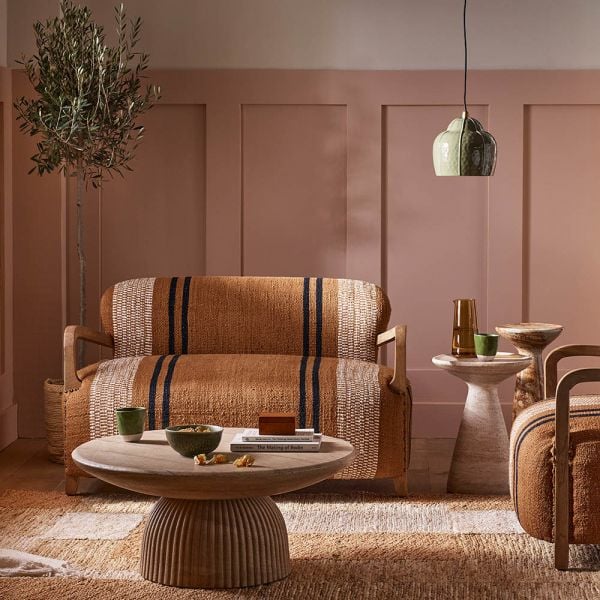 Aviator Loveseat in Striped Cotton Rug