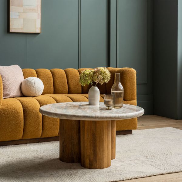 Atkin and Thyme Column Marble Coffee Table 