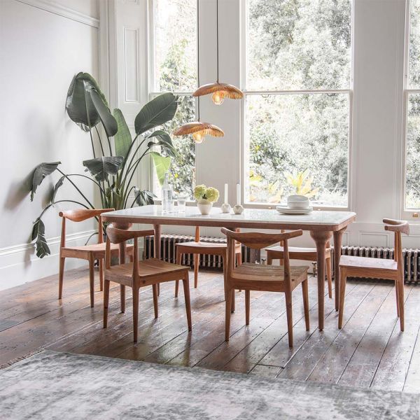 Atkin and Thyme Cone Marble Dining Table With Chairs