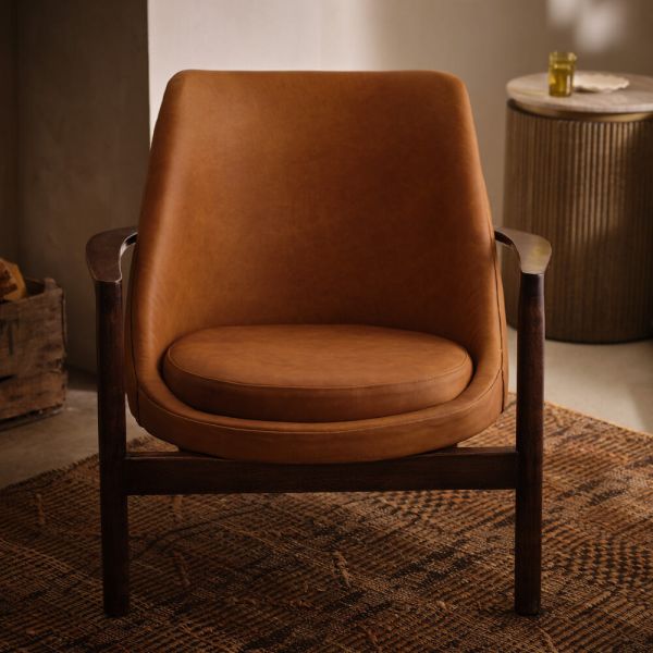 Atkin and Thyme Evelyn Armchair In Tan Leather