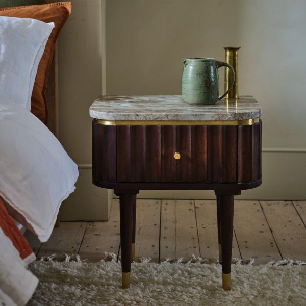 Atkin and Thyme Flute Bedside Table - Vintage