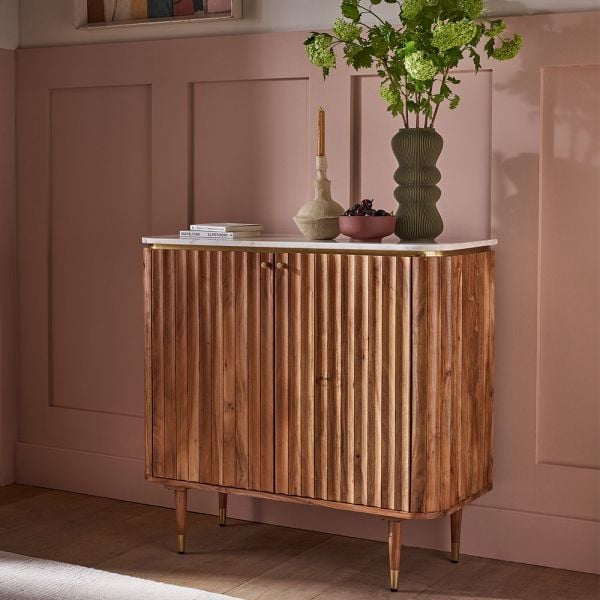 Flute Marble Drinks Cabinet