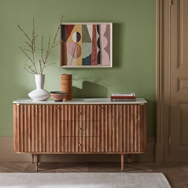 Atkin and Thyme Flute Marble Sideboard Natural