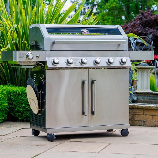 Atkin and Thyme Grillstream Hybrid Gas/Charcoal BBQ in Stainless Steel - 6 Burner 