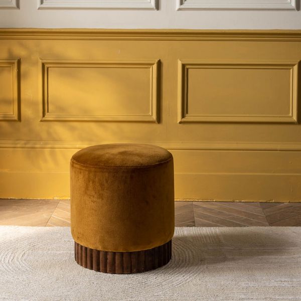 Holborn Footstool In Mustard Velvet