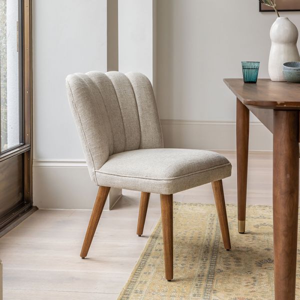 Joyce Dining Chair In Natural Linen