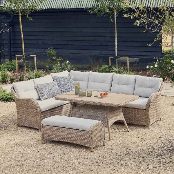 Karla Rattan Rectangular Lounge Dining Set