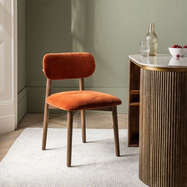 Layla Dining Chair In Rust Velvet