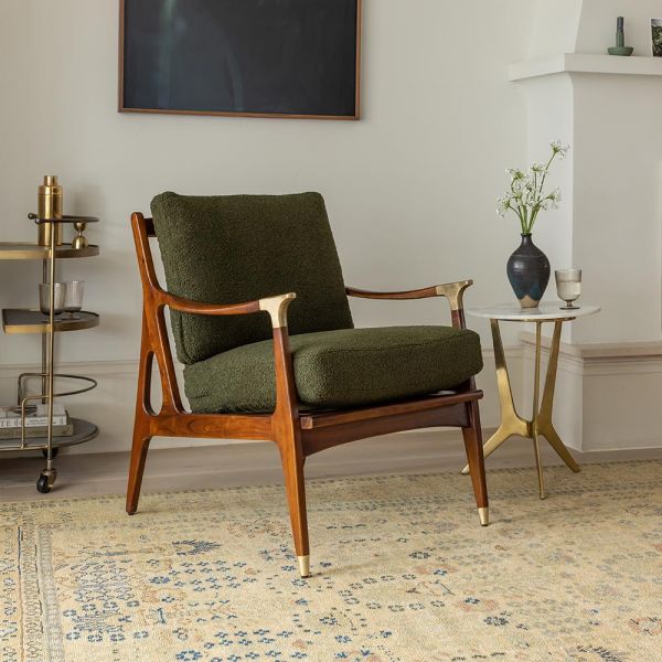Levi Armchair In Olive Green Boucle