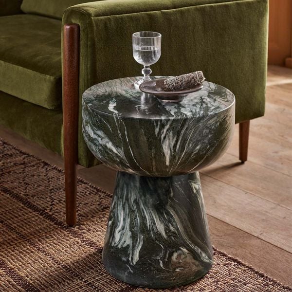 Lucy Side Table Green Marble Finish