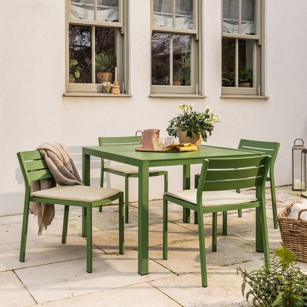 Atkin and Thyme Anna 4 Seat Dining Set in Green