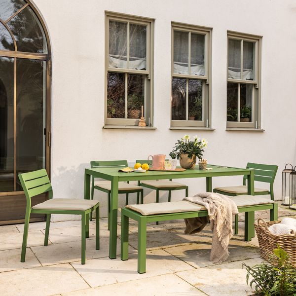 Atkin and Thyme Anna 6 Seat Dining Set in Green