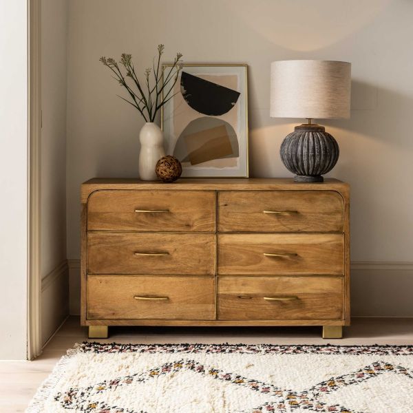 Atkin and Thyme Miro 6 Drawer Chest Light On