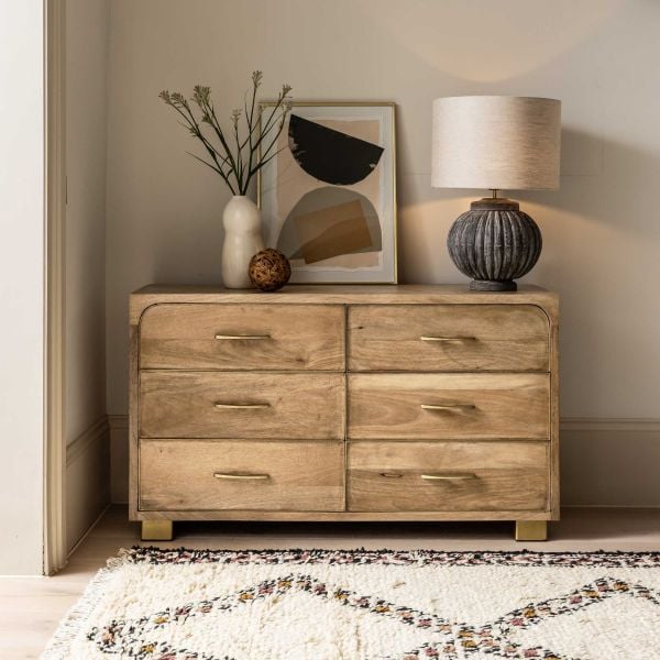 Atkin and Thyme Miro 6 Drawer Chest Light On