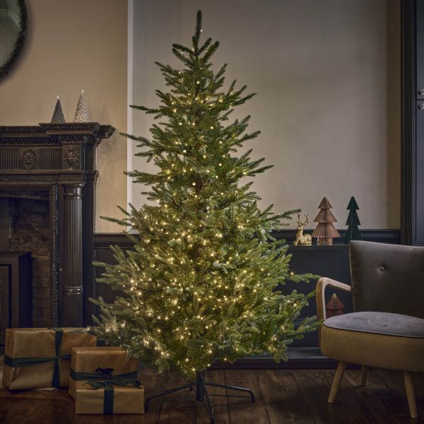 Atkin and Thyme Nordman Fir Pre-lit Christmas Tree - 7t Tall 