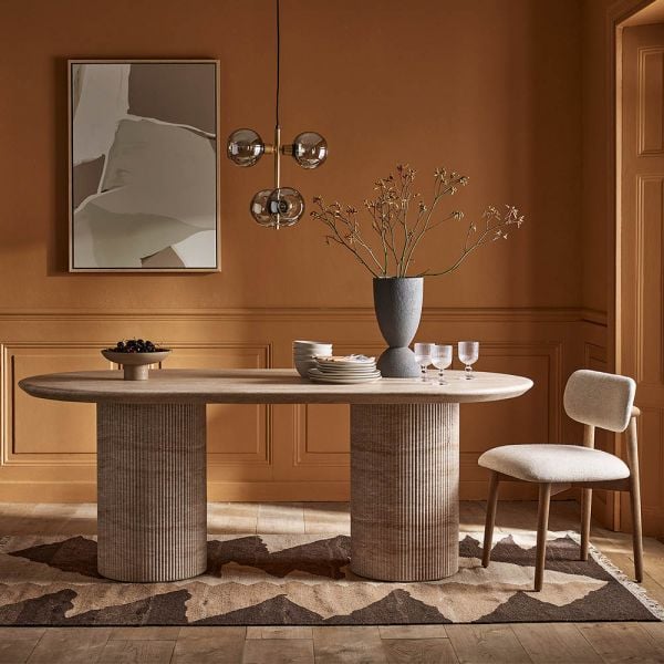 Raina 2m Dining Table Travertine Finish