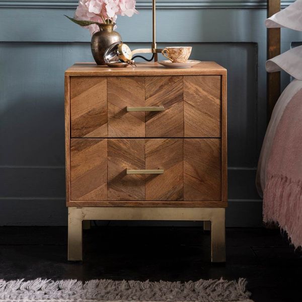 Chevron Bedside Drawers - Natural