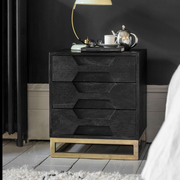 Hex Bedside Drawers - Black