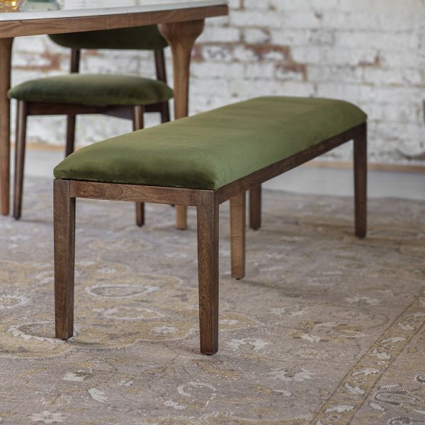 Bailey Bench in Deep Green Velvet
