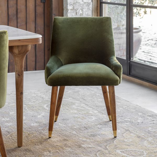 Baxter Dining Chair in Deep Green Velvet 