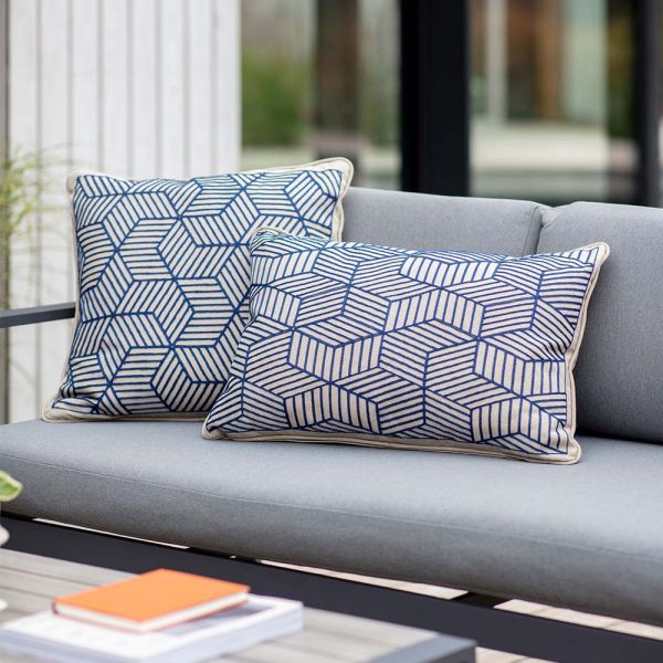 Blue Striped Embroidered Scatter Cushion