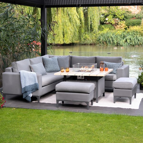 Ingrid Upholstered Corner Sofa Lounge Firepit Set 
