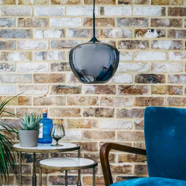 Orla Pendant Light Smoked Mirror and Matt Black