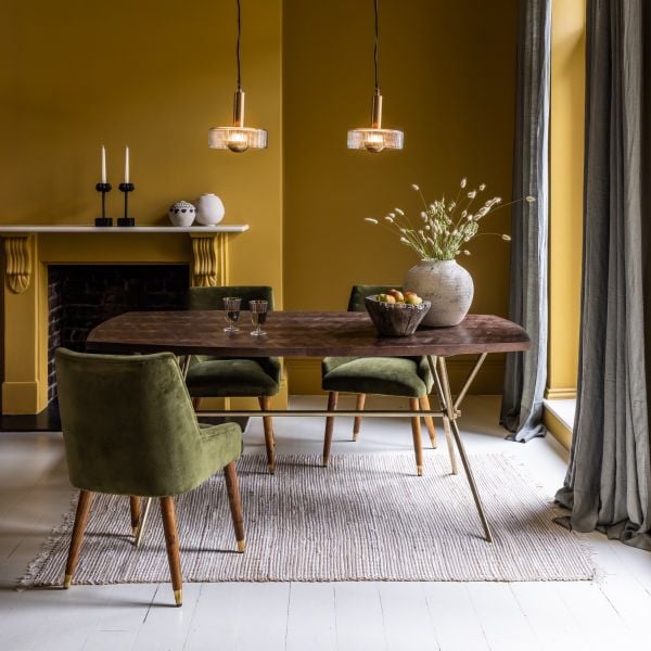 Parker Dining Table with Baxter Deep Green Chairs