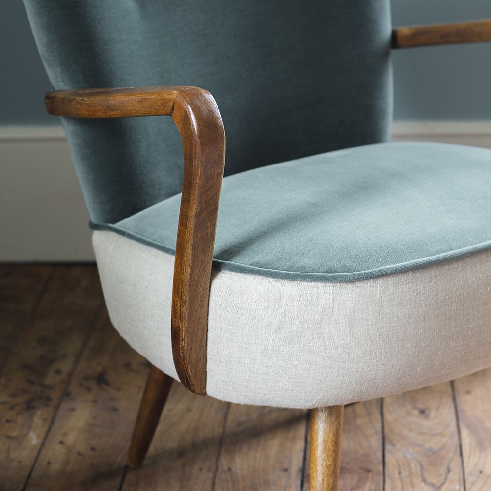 Calvin Chair In Green Velvet And Natural Linen Atkin And