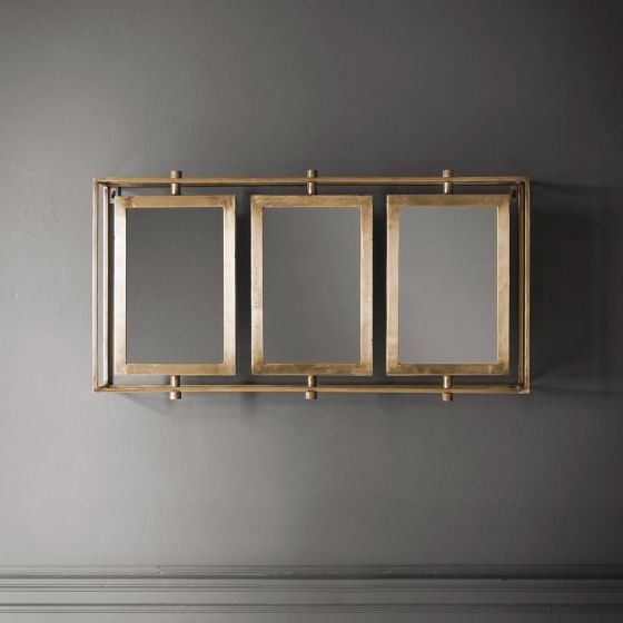 Tribeca Triple Wall Mirror in Brass